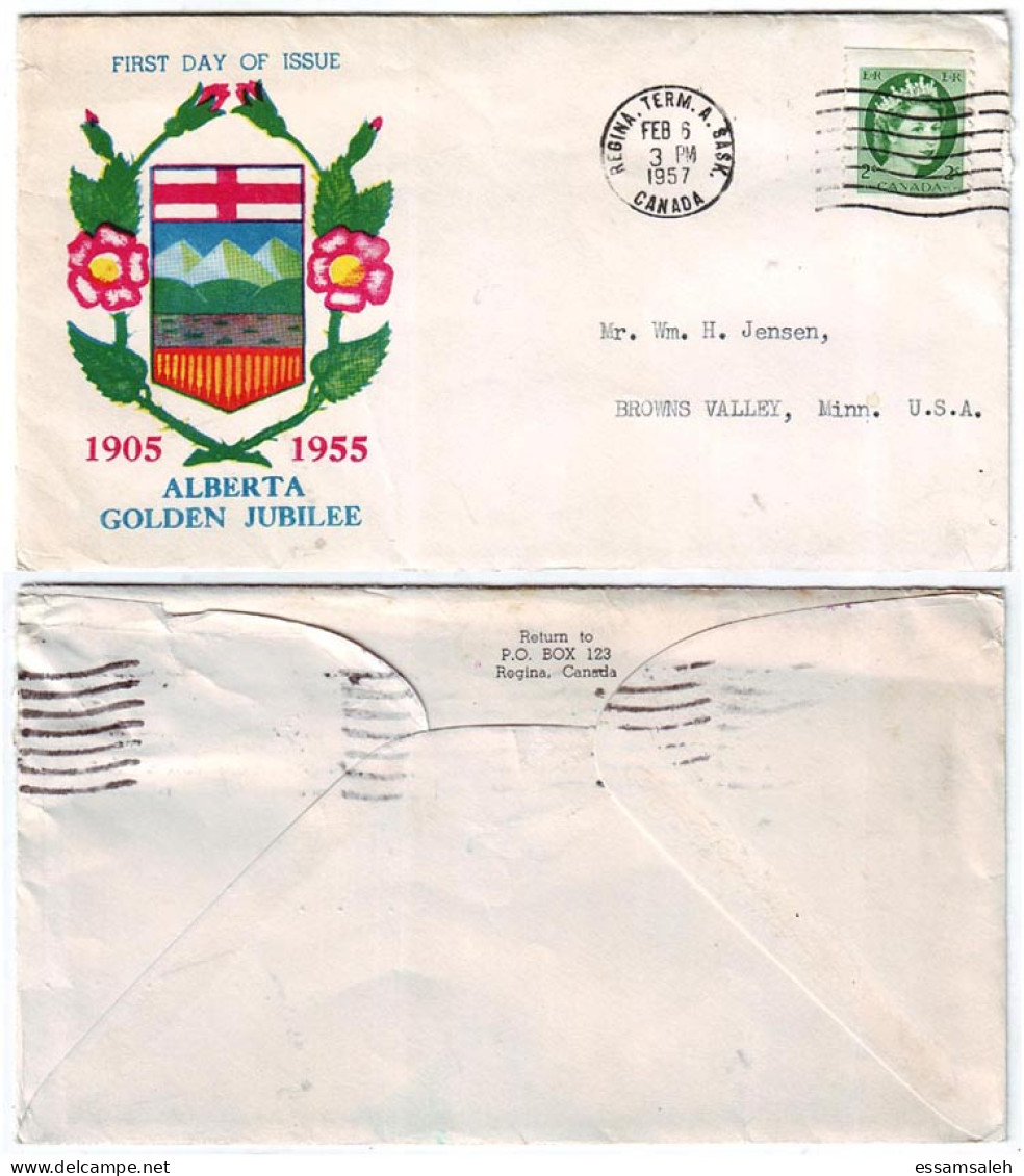 CAS30508 Canada 1957 Alberta Golden Jubilee Illustrated FDC - 1952-1960