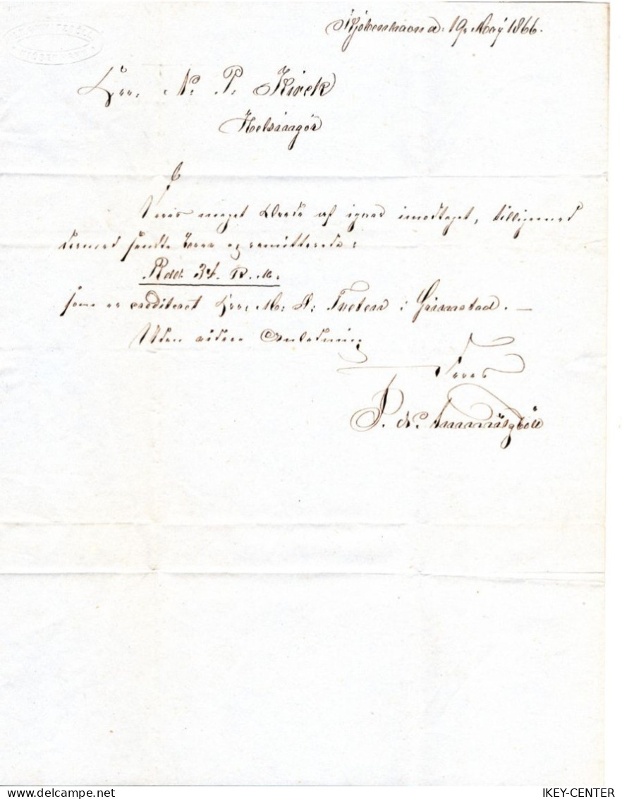 S4112-DENMARK-COVER LETTER COPENHAGEN To HELSINGOR 1866.LETTRE.Carta DINAMARCA - Covers & Documents