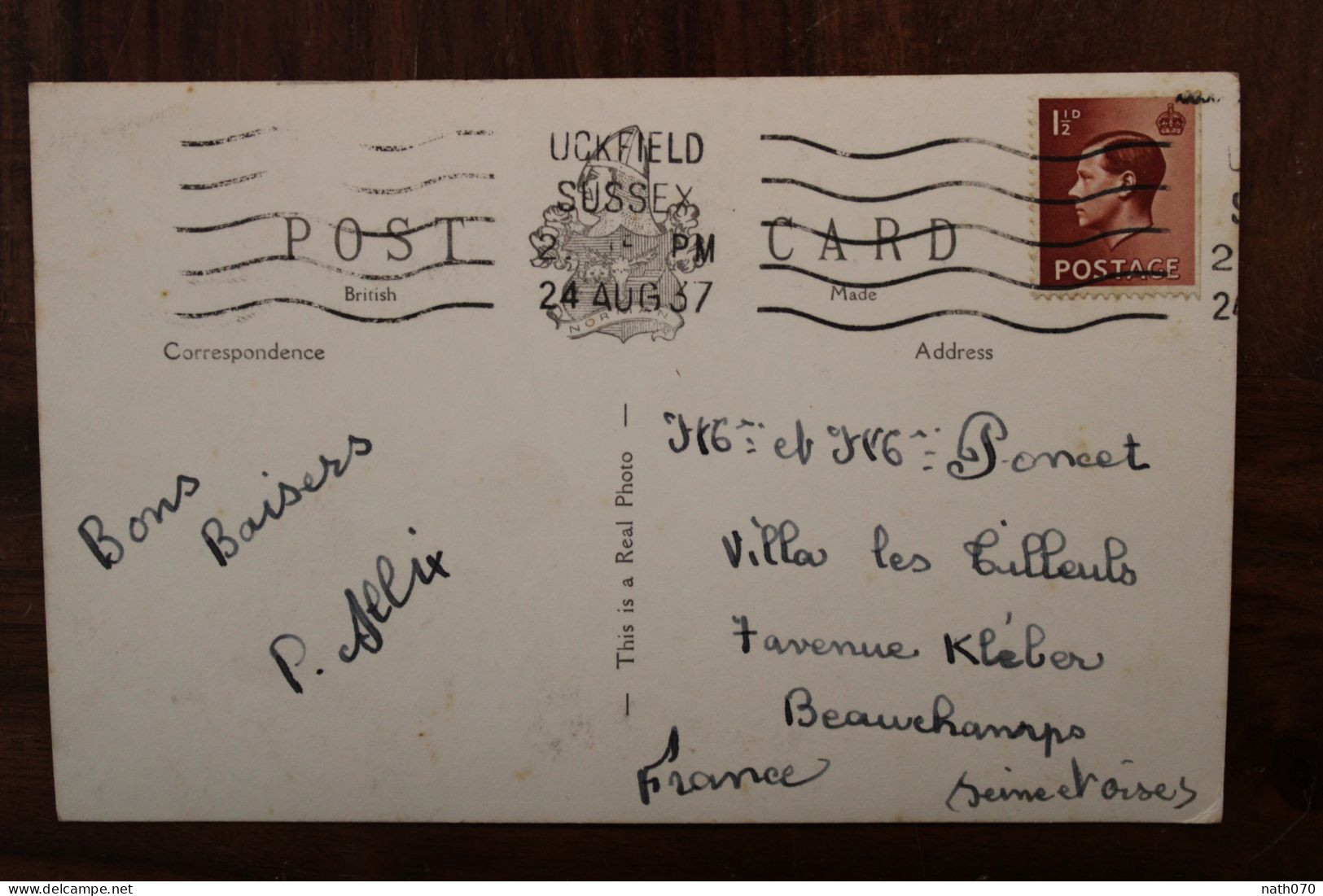 1937 Cpa AK GB The New Town Uckfield Sussex France Cover - Sonstige & Ohne Zuordnung