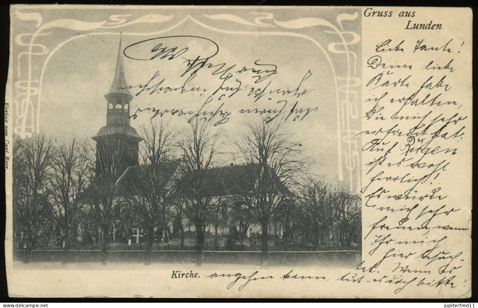 (B3342) AK Gruss Aus Lunden (Dithmarschen), Kirche 1905 Nach NIPMEROW, Links Beschnitten - Lunden