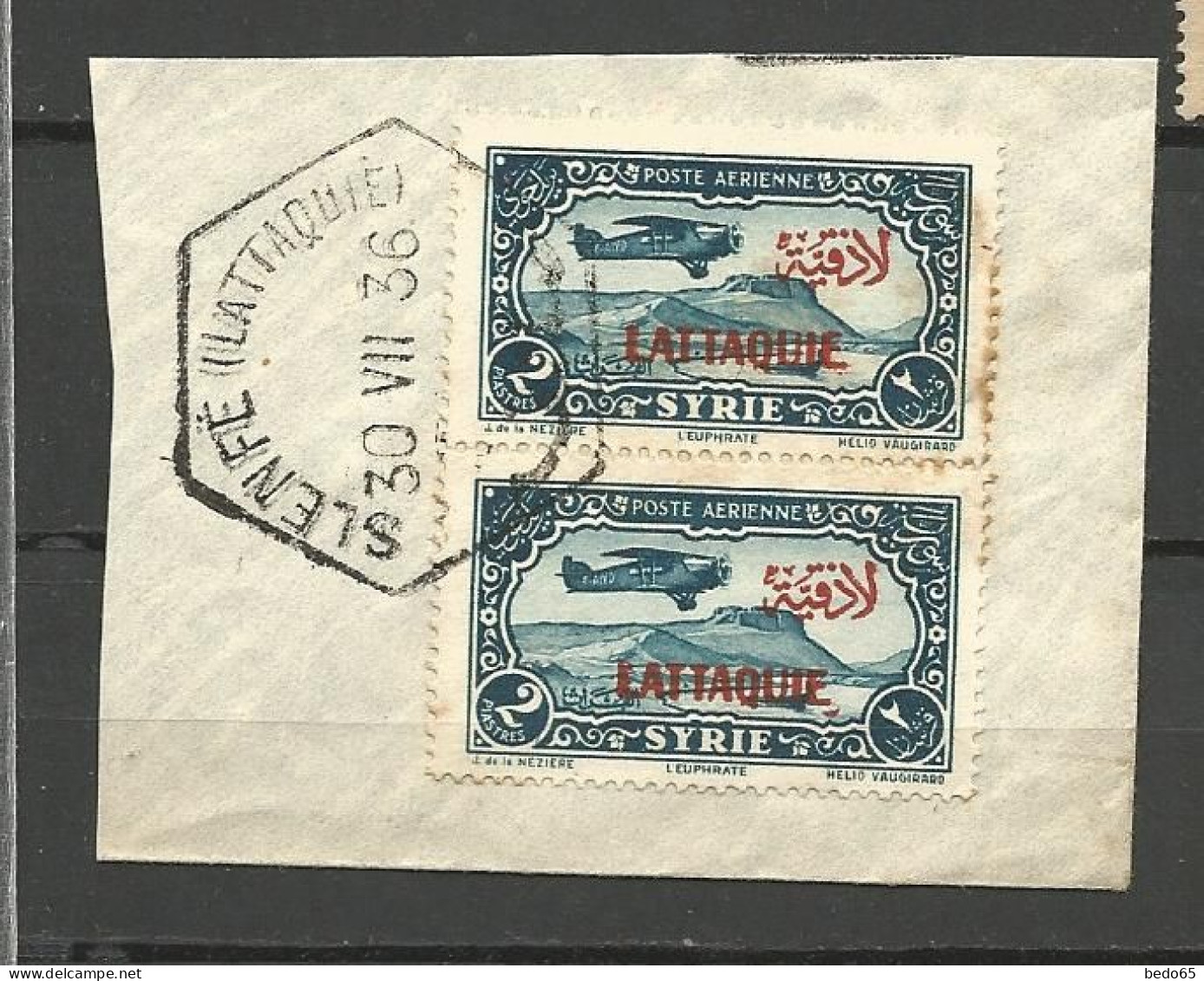 LATTAQUIE PA Paire De N° 4 CACHET SLENFE LATTAQUIE SUR FRAGMENT - Used Stamps