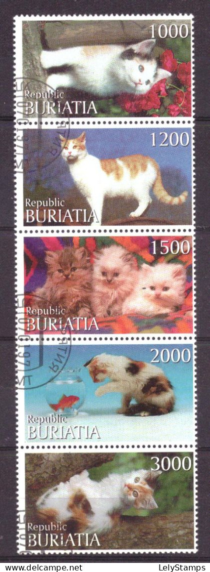 Buriatia - Siberia Local Post Vignette Nature Animals Cats Used - Siberia Y Extremo Oriente