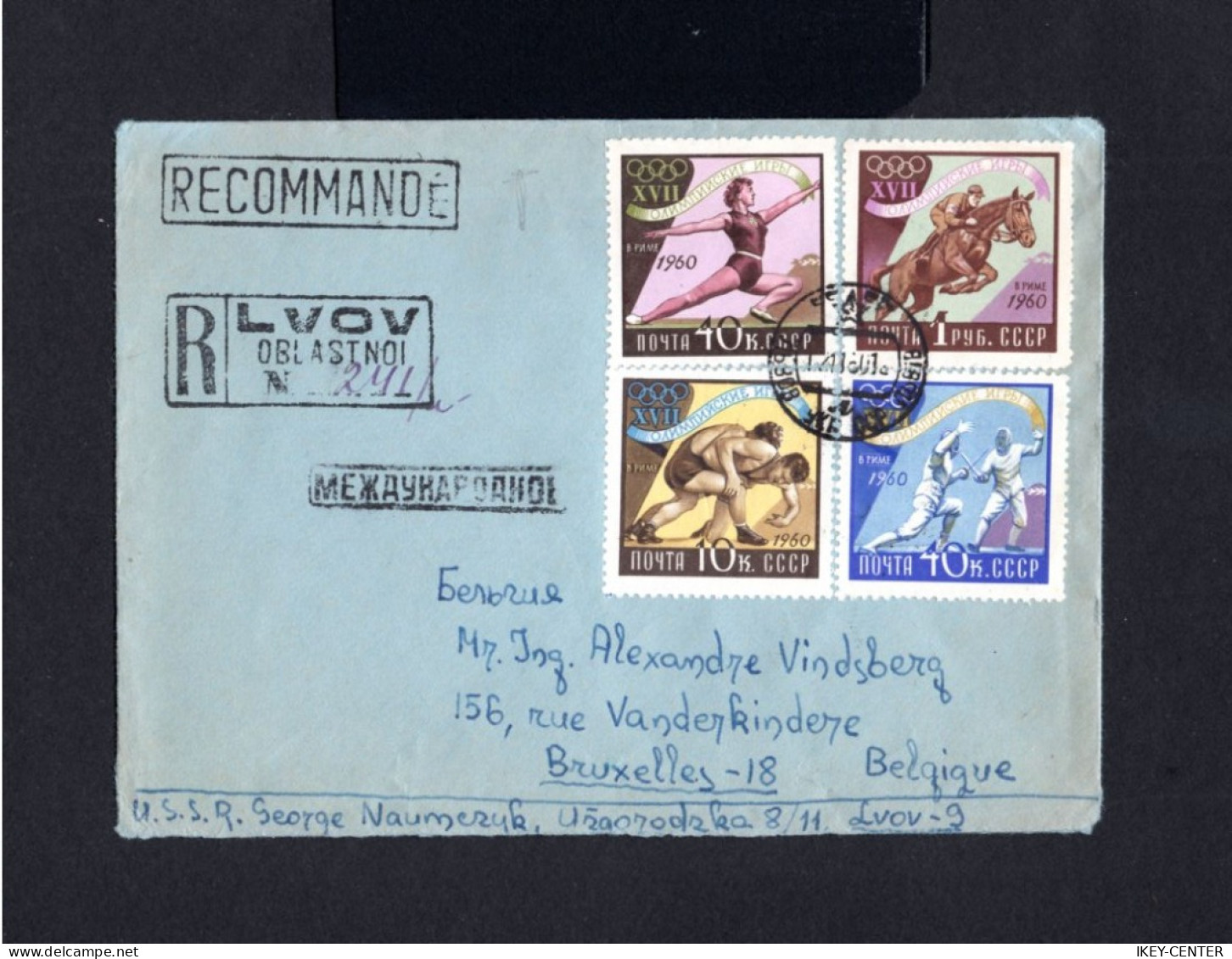 K139-RUSSIA-REGISTERED COVER LVOV To BRUSSELS (belgium).1960.RUSSLAND.Olympic Games.SOBRE Certificado.ENVELOPPE Reccoman - Briefe U. Dokumente