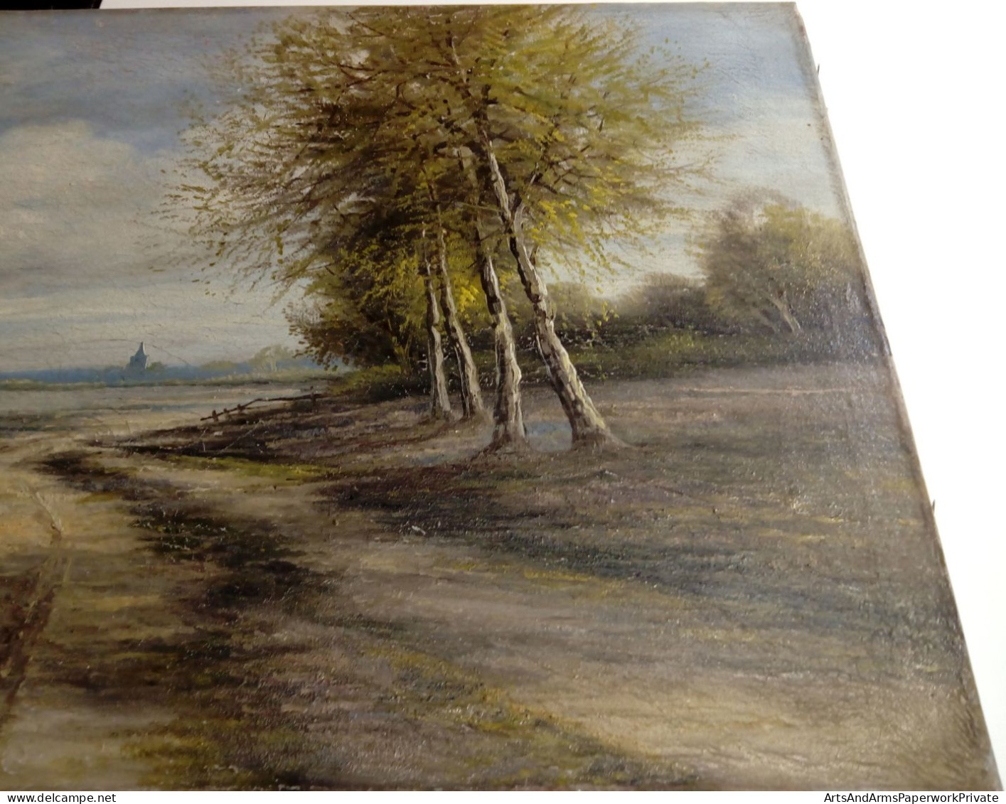 Paysage avec l'horizon d'un village en arrière-plan/ Landscape with skyline of village in background, P. Wink, 1940s