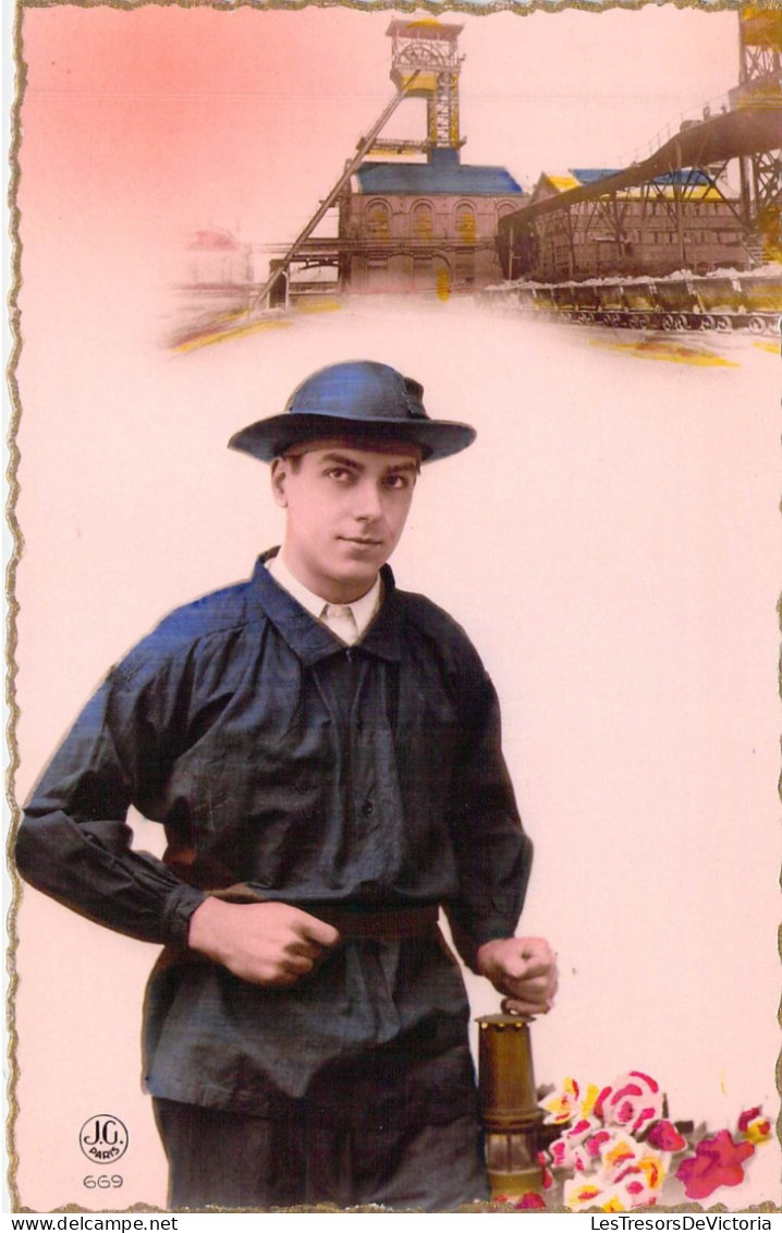 FANTAISIE - Lots - Homme - Fleurs - Carte Postale Ancienne - Männer