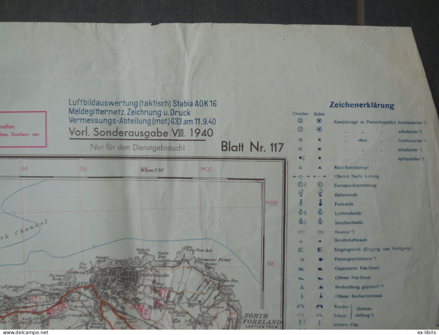 EAST-KENT - Befestigungskarte 01-09-1940 - Doelen - Targets - Documents