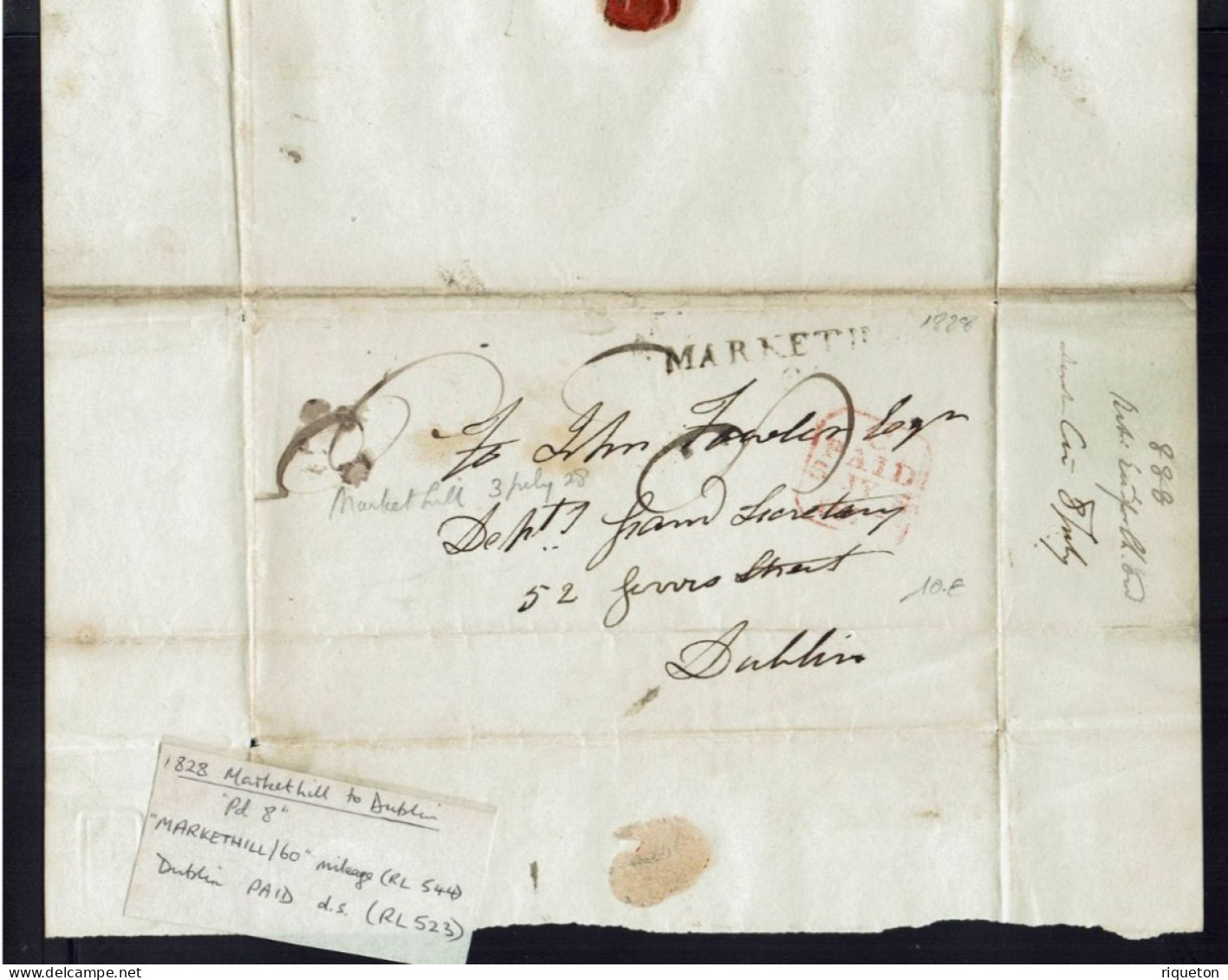 Irlande. Lettre De Markethill Pour Dublin. Cachet Paid. Sans Texte. B/TB. - Brieven En Documenten