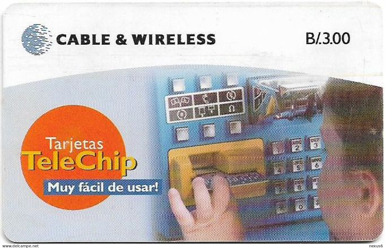 Panama - C&W (Chip) - Tarjetas TeleChip, Muy Fácil De Usar!, Gem5 Red, 2000, 3Bs, Used - Panama