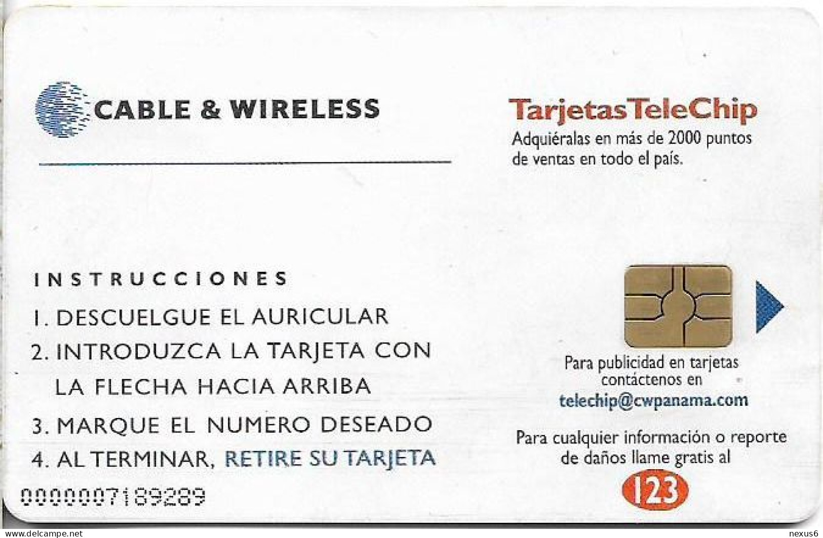 Panama - C&W (Chip) - Tarjetas TeleChip, Muy Fácil De Usar!, Gem5 Red, 2000, 3Bs, Used - Panama