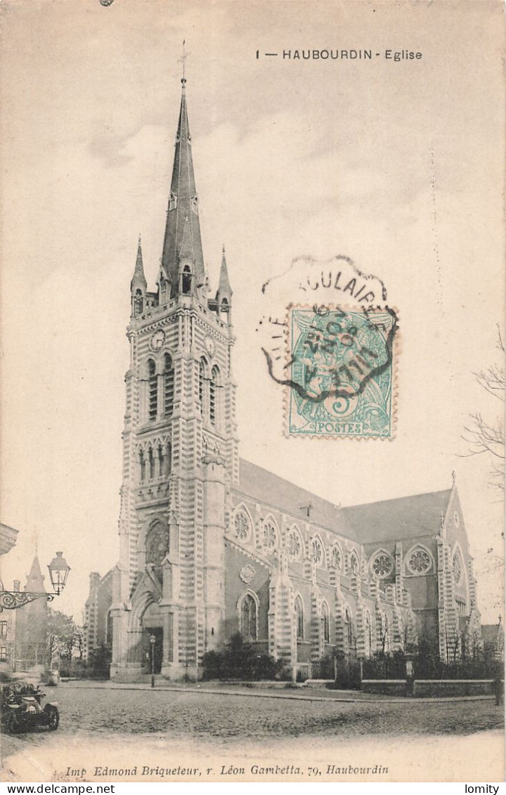 59 Haubourdin église CPA Cachet Convoyeur Lille à Lille Circulaire - Haubourdin