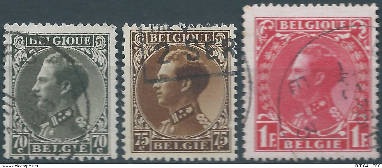 Belgium - Belgique,Belgio,1934 -1935 King Leopold III, 70C - 75C - 1Fr ,Obliterated - 1934-1935 Léopold III