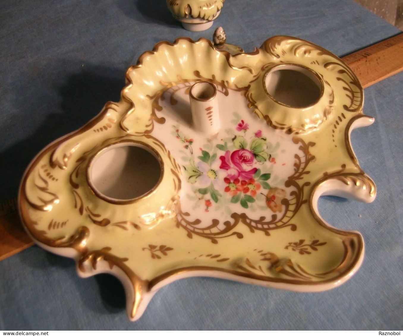 French Art Nouveau Porcelain Inkwell Set circa 1900