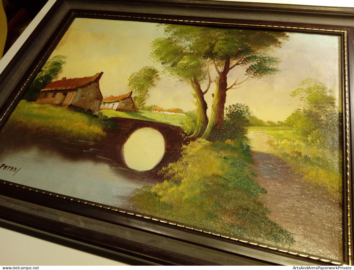 Paysage Avec Maisons, Pont Et Arbres/ Landscape With Houses, Bridge And Trees, Peters - Huiles