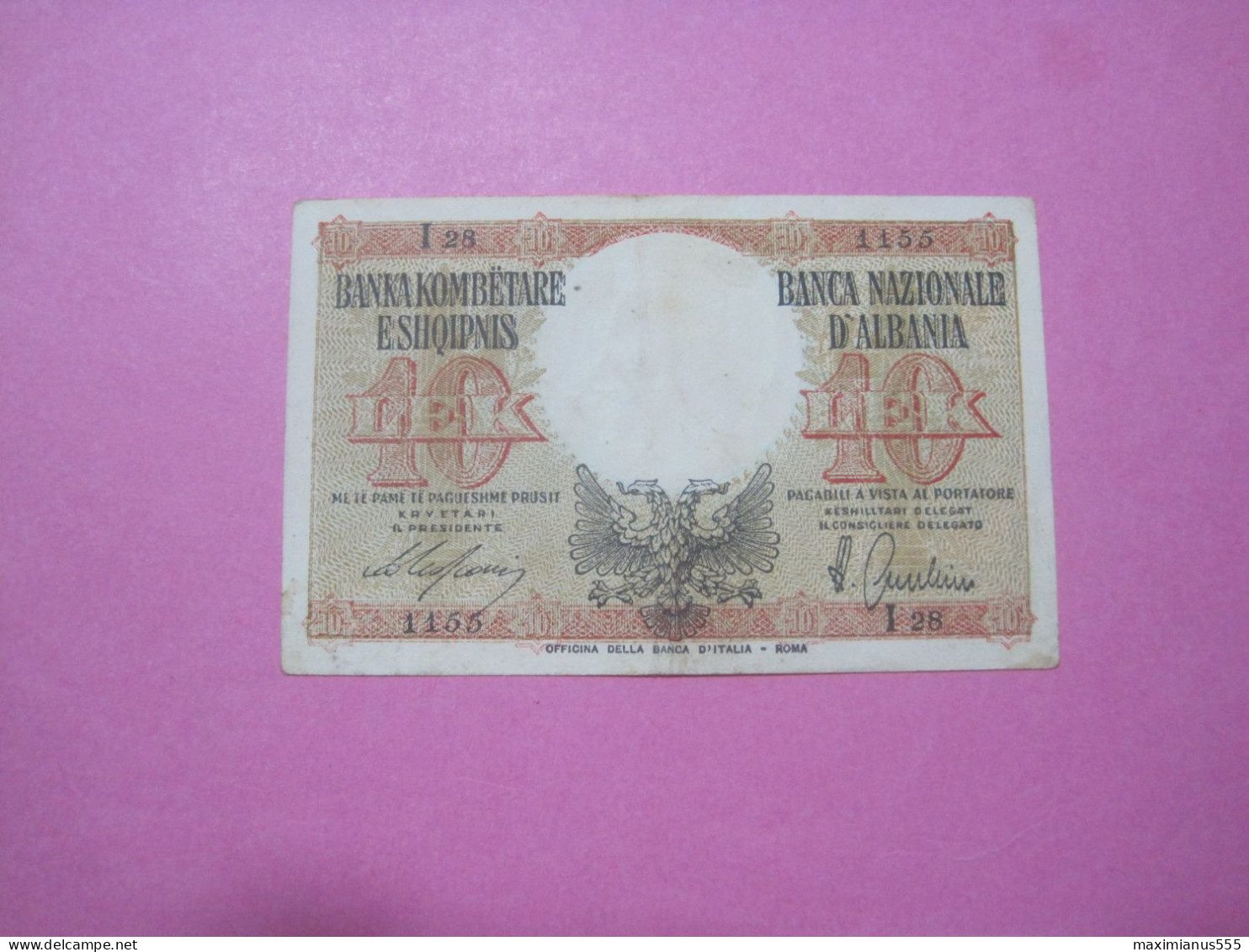 Albania 10 Lek ND 1939, Good Serial Number 1155 - Albanie