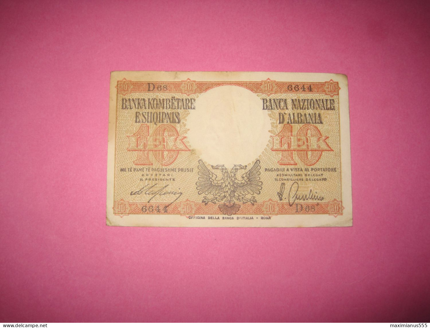 Albania 10 Lek ND 1939, Good Serial Number 6644 - Albania