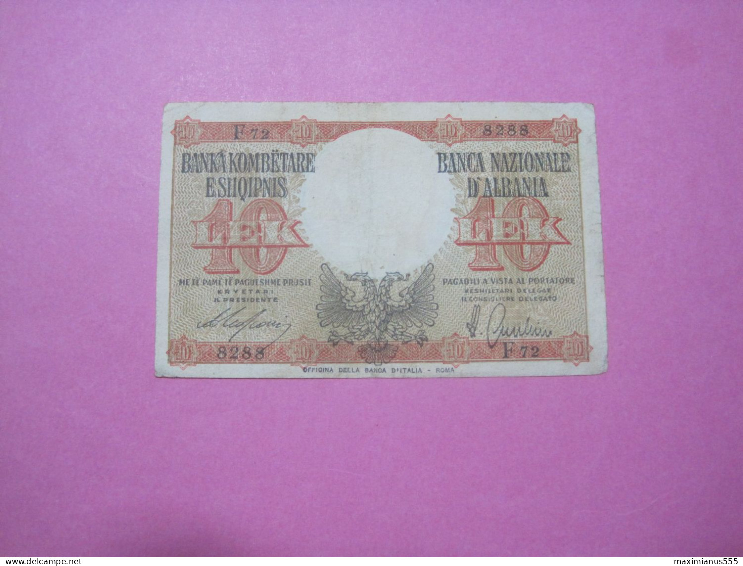 Albania 10 Lek ND 1939, Good Serial Number 8288 - Albanie