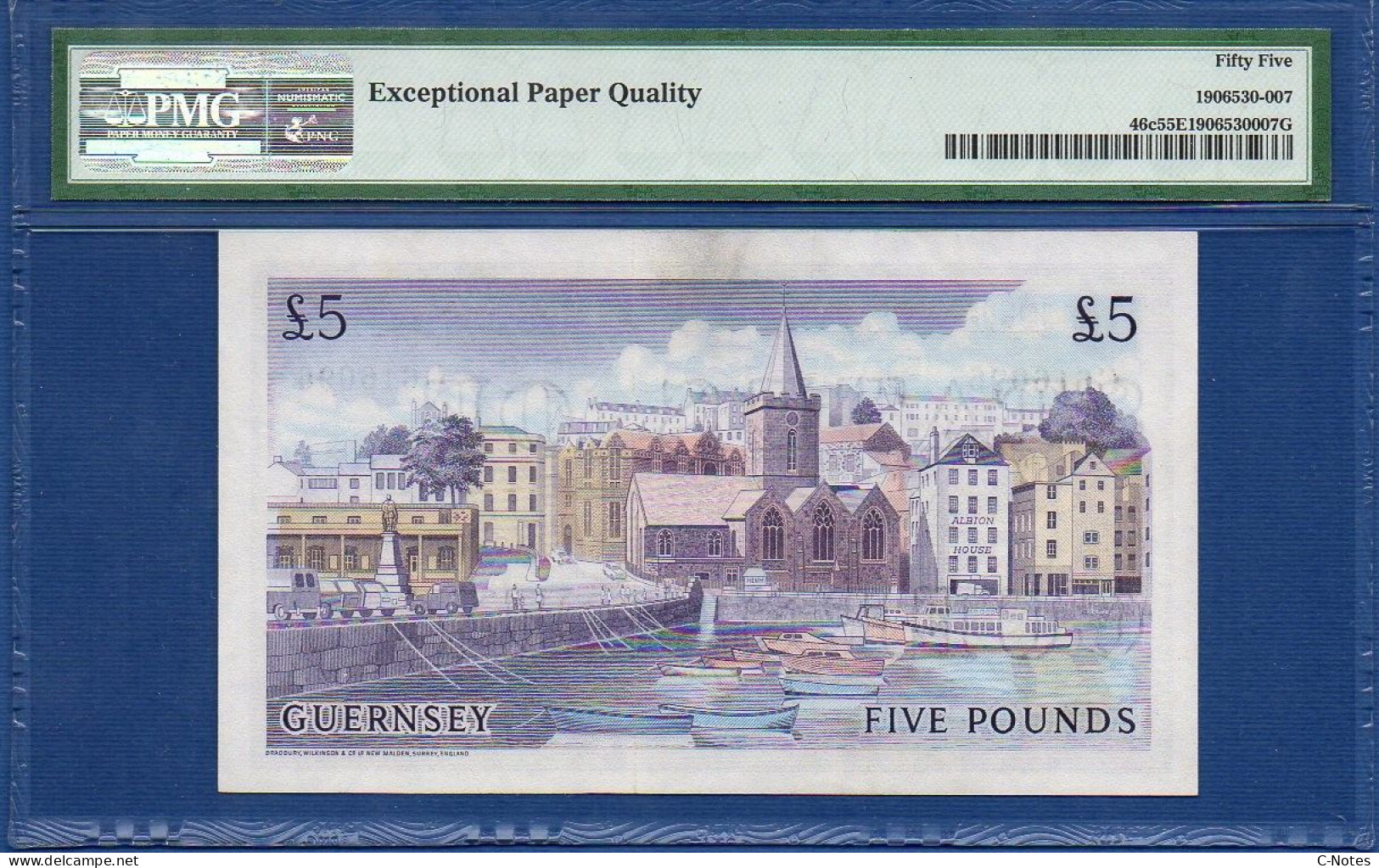 GUERNSEY - P. 46c -  5 Pounds ND (1969 -1975) AUNC / PMG 55, S/n C616096 - Guernsey
