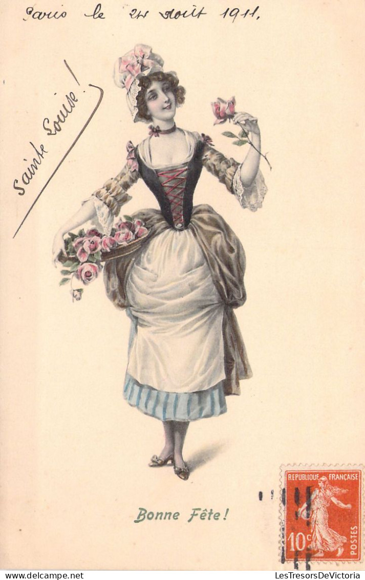 ILLUSTRATEUR SIGNEE VIENNE - Bonne Fête - N°505 Femme Et Fleurs - Carte Postale Animée - Vienne