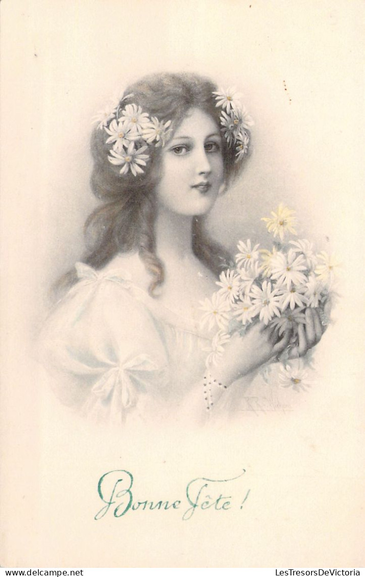 ILLUSTRATEUR SIGNEE VIENNE - Bonne Fête - N°322 Femme Et Fleurs - Carte Postale Animée - Vienne