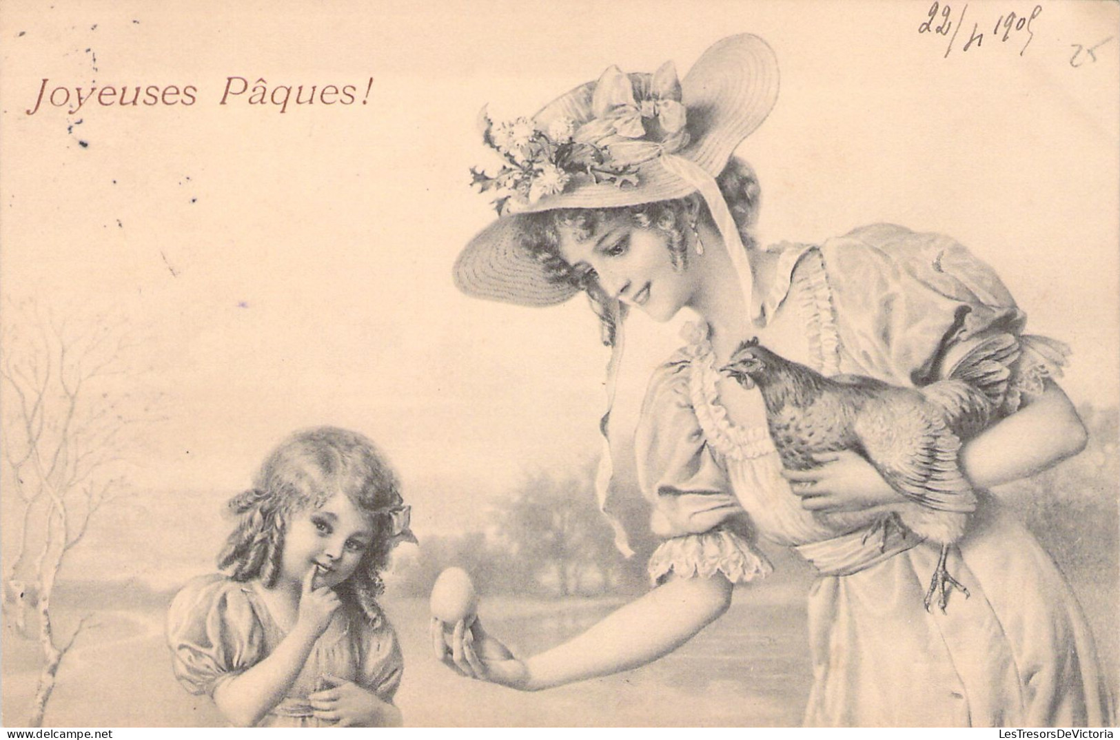 ILLUSTRATEUR SIGNEE VIENNE - Joyeuses Pâques - Mêre Et Son Enfant N°212 - Carte Postale Animée - Vienne
