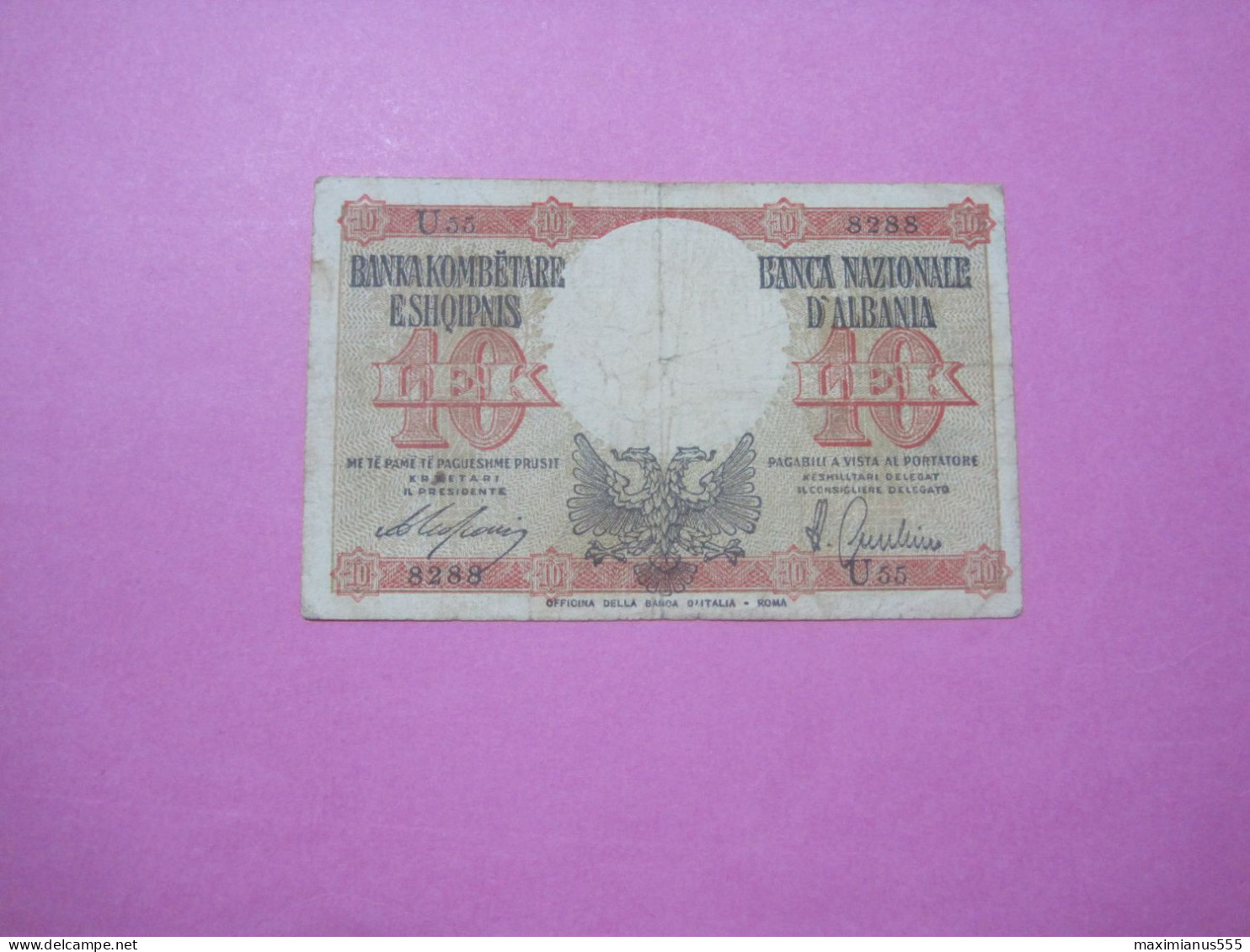 Albania 10 Lek ND 1939, Good Serial Number 8288 - Albania