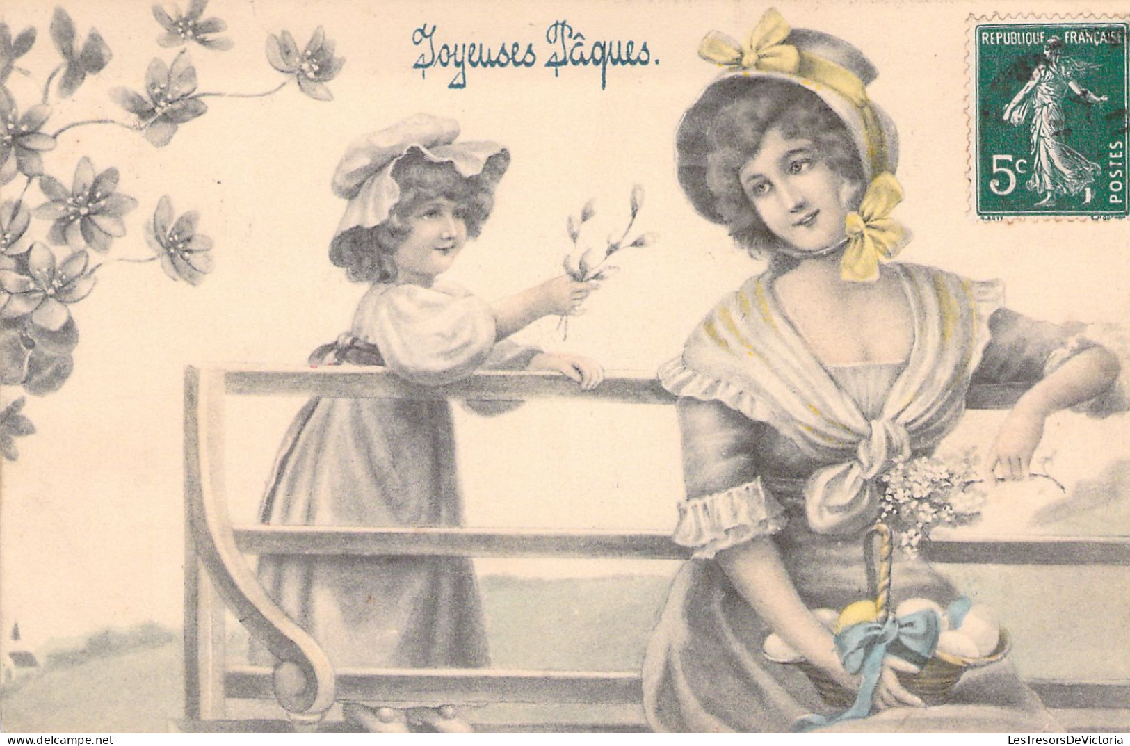 ILLUSTRATEUR SIGNEE VIENNE - Joyeuses Pâques - Mêre Et Sa Fille N°4024 - Carte Postale Animée - Vienne