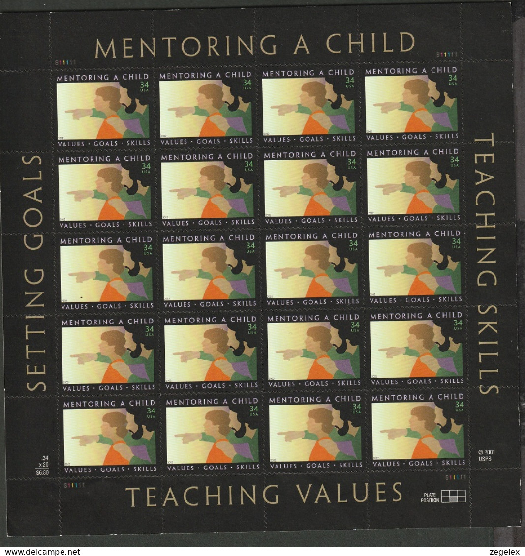 USA 2002 Mentoring A Child - Sheet Postfris MNH** Scott No. 3556. See Description - Ganze Bögen