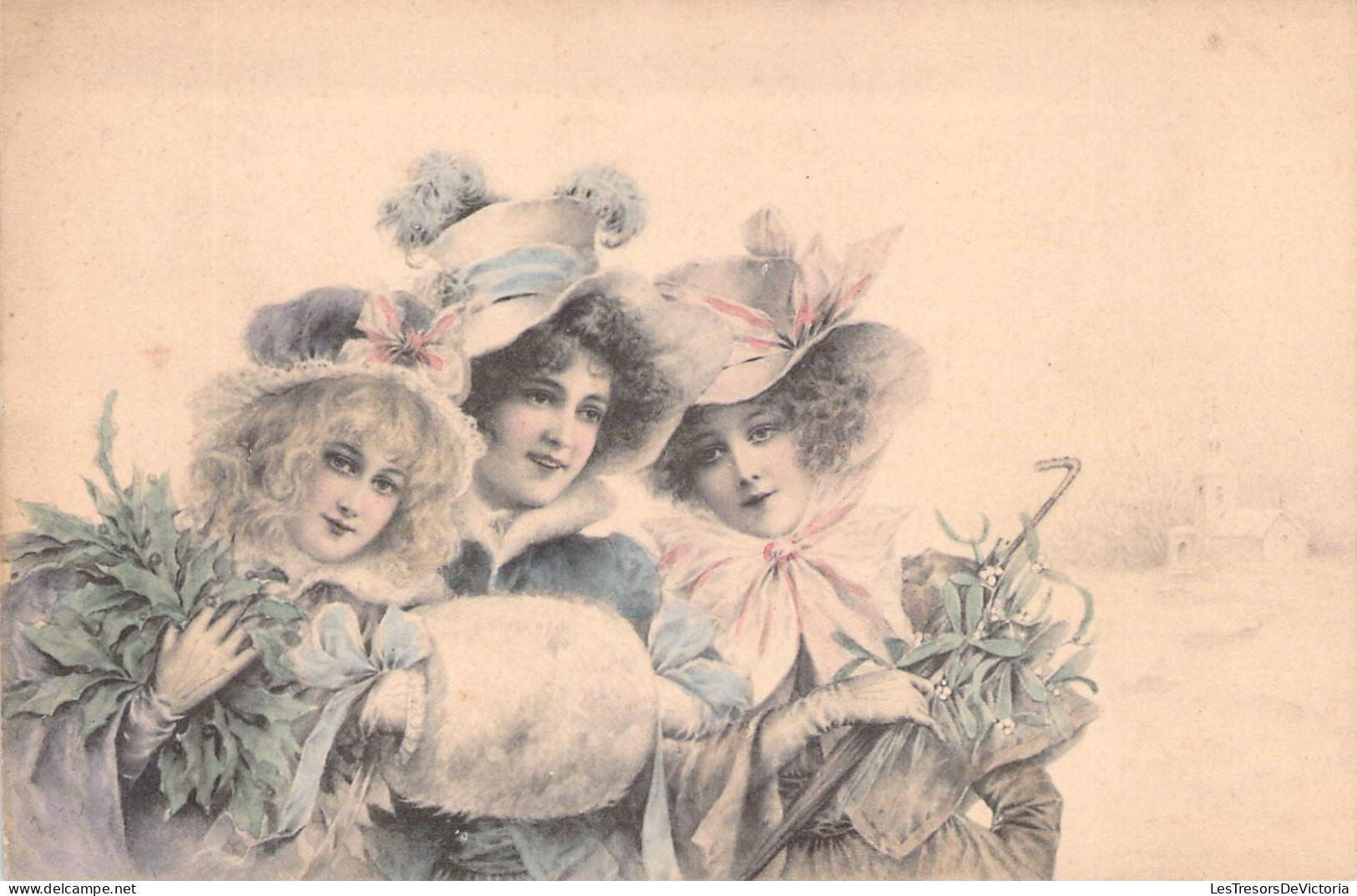 ILLUSTRATEUR SIGNEE VIENNE - 3 Femmes Avec Un Parapluie - Carte Postale Animée - Vienne