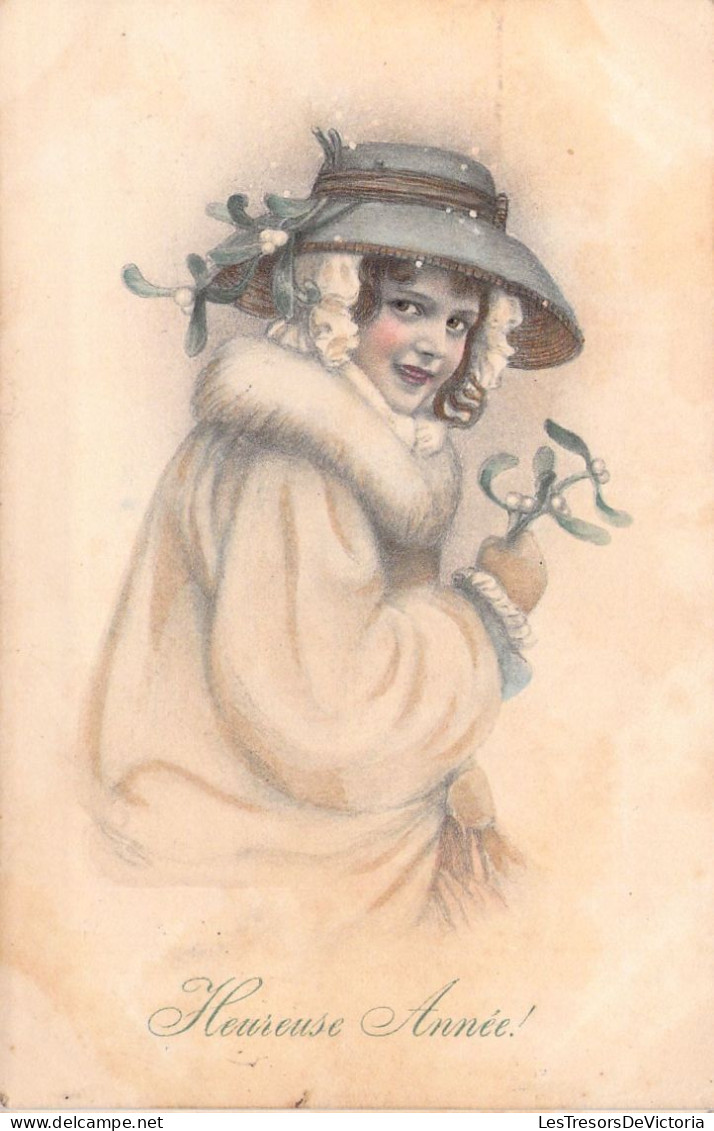 ILLUSTRATEUR SIGNEE VIENNE - Bonne Année - Femme Au Sourire - Chapeau  338 - Carte Postale Animée - Vienne