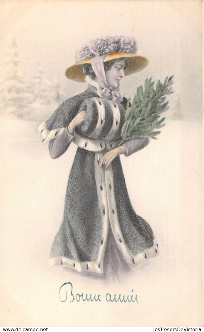 ILLUSTRATEUR SIGNEE VIENNE - Bonne Année - Femme Au Chapeau - 230 - Carte Postale Animée - Vienne