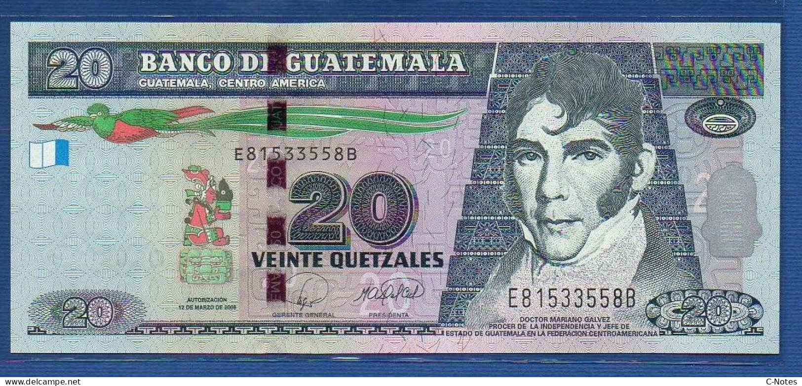 GUATEMALA - P.118 – 20 Quetzales 12.03.2008 UNC, S/n E81533558B, Printer: Oberthur Technologies, France - Guatemala