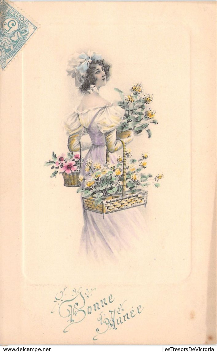 ILLUSTRATEUR SIGNEE VIENNE - Bonne Année - Femme Au Panier - 276 - Carte Postale Animée - Vienne