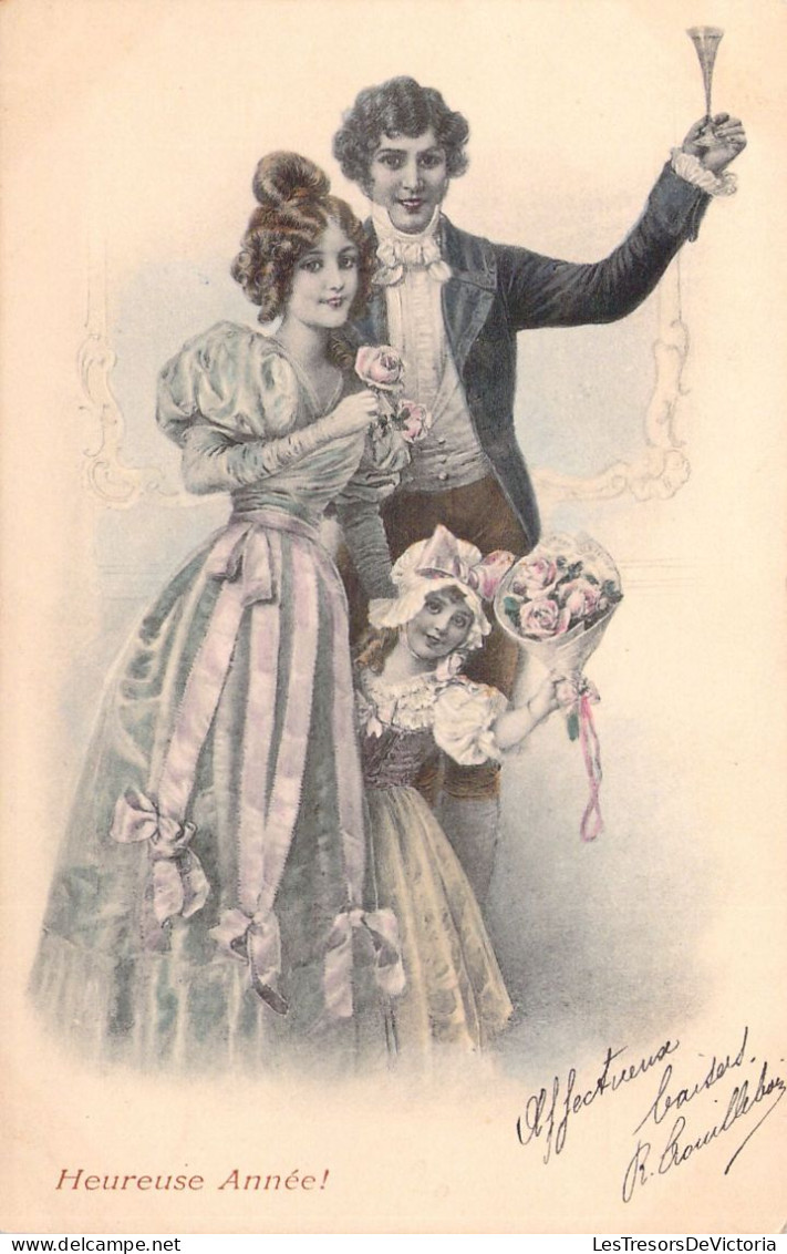 ILLUSTRATEUR SIGNEE VIENNE - Bonne Année - Couple - Champagne - 159 - Carte Postale Animée - Vienne