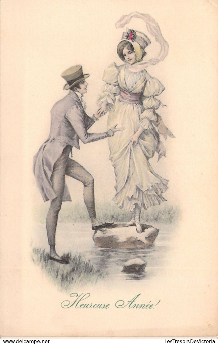 ILLUSTRATEUR SIGNEE VIENNE - Bonne Année - Couple - Au Bord De L'eau - 391 - Carte Postale Animée - Vienne