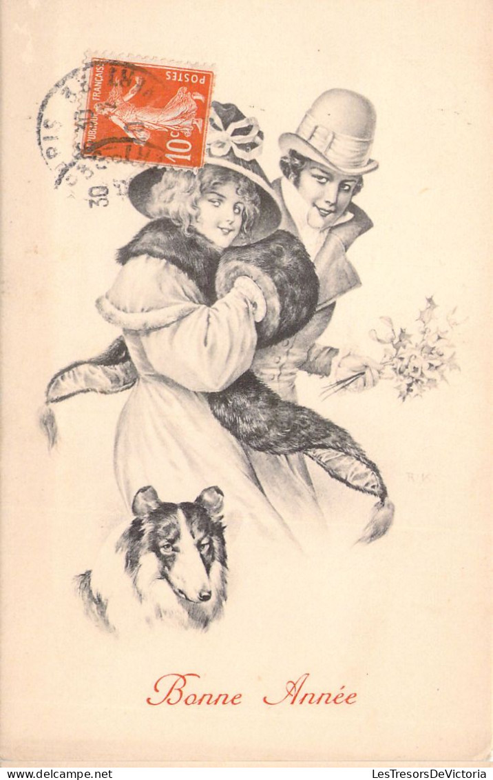 ILLUSTRATEUR SIGNEE VIENNE - Bonne Année - Couple - Fourrure - Chien - 153 - Carte Postale Animée - Vienne