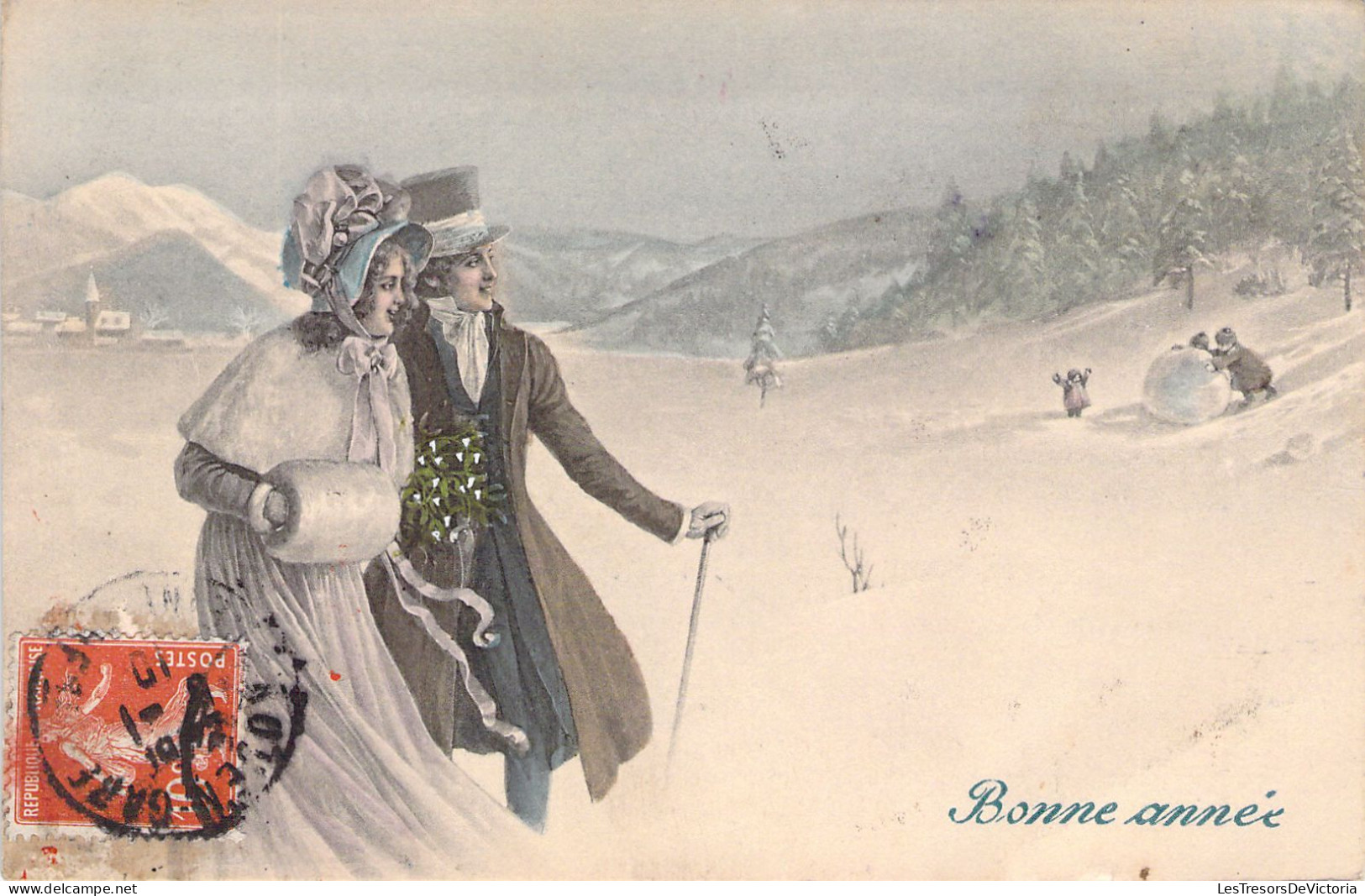 ILLUSTRATEUR SIGNEE VIENNE - Bonne Année - Couple - 5000a - Carte Postale Animée - Vienne