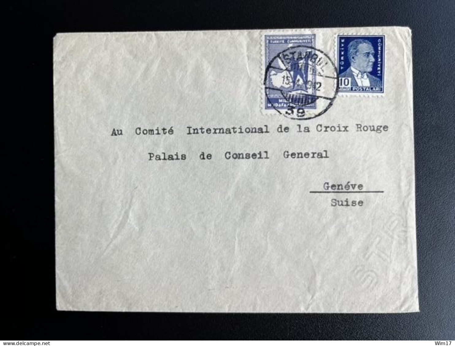 TURKEY 1942 LETTER ISTANBUL TO GENEVA 15-04-1942 TURKIJE TURKIYE RED CROSS - Covers & Documents