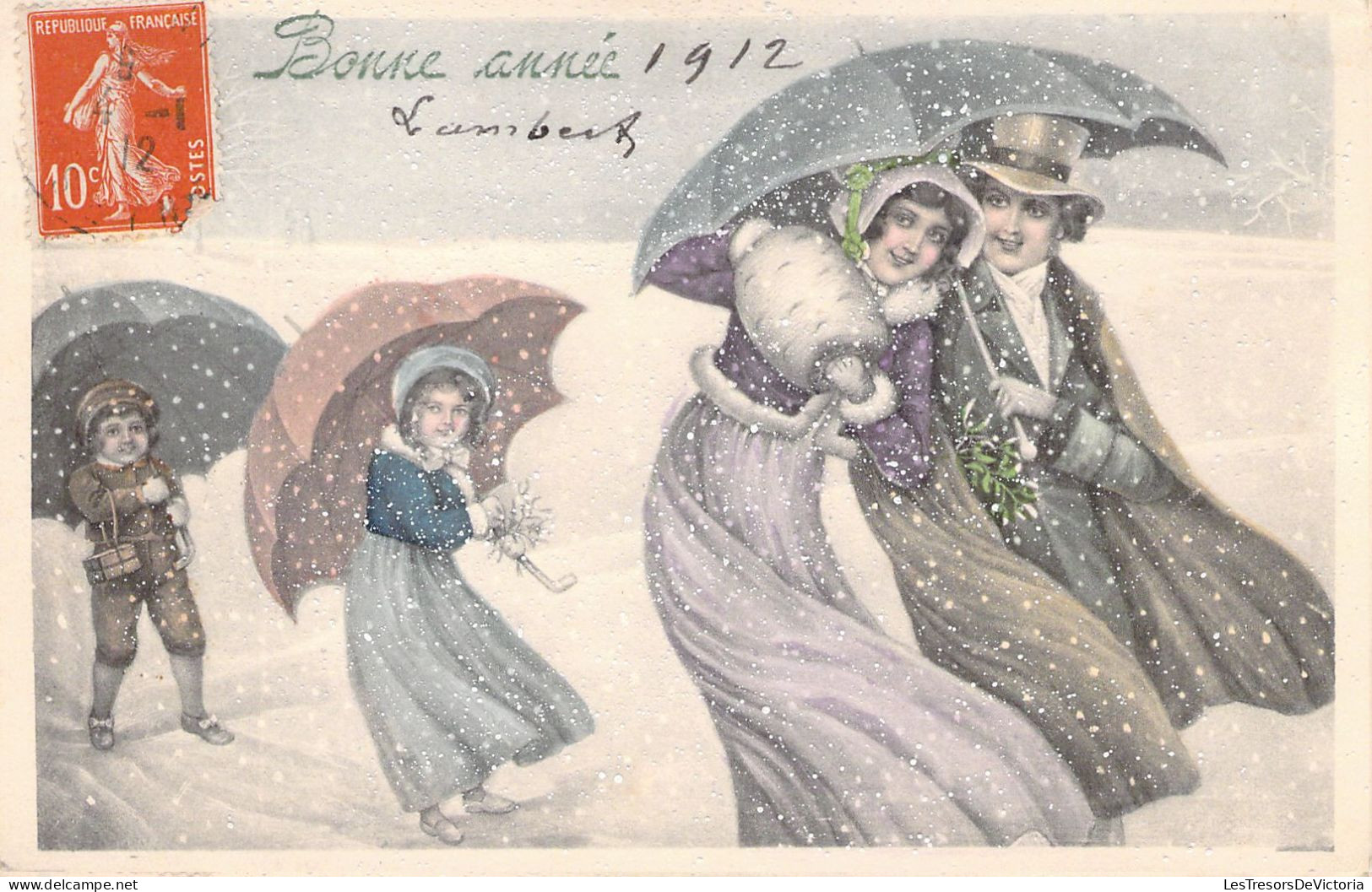 ILLUSTRATEUR SIGNEE VIENNE - Bonne Année - Couple - Sous Le Parapluie - 5131  - Carte Postale Animée - Vienne