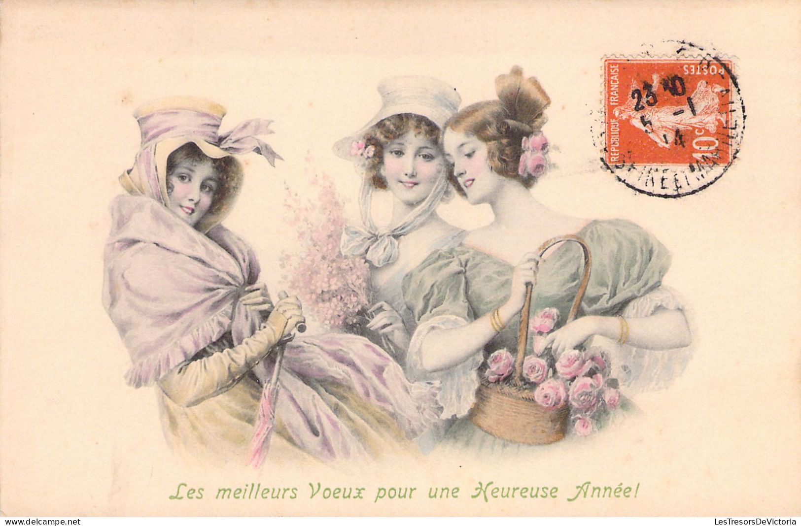 ILLUSTRATEUR SIGNEE VIENNE - Bonne Année - 3 Femmes Discutent - 255 - Carte Postale Animée - Vienne