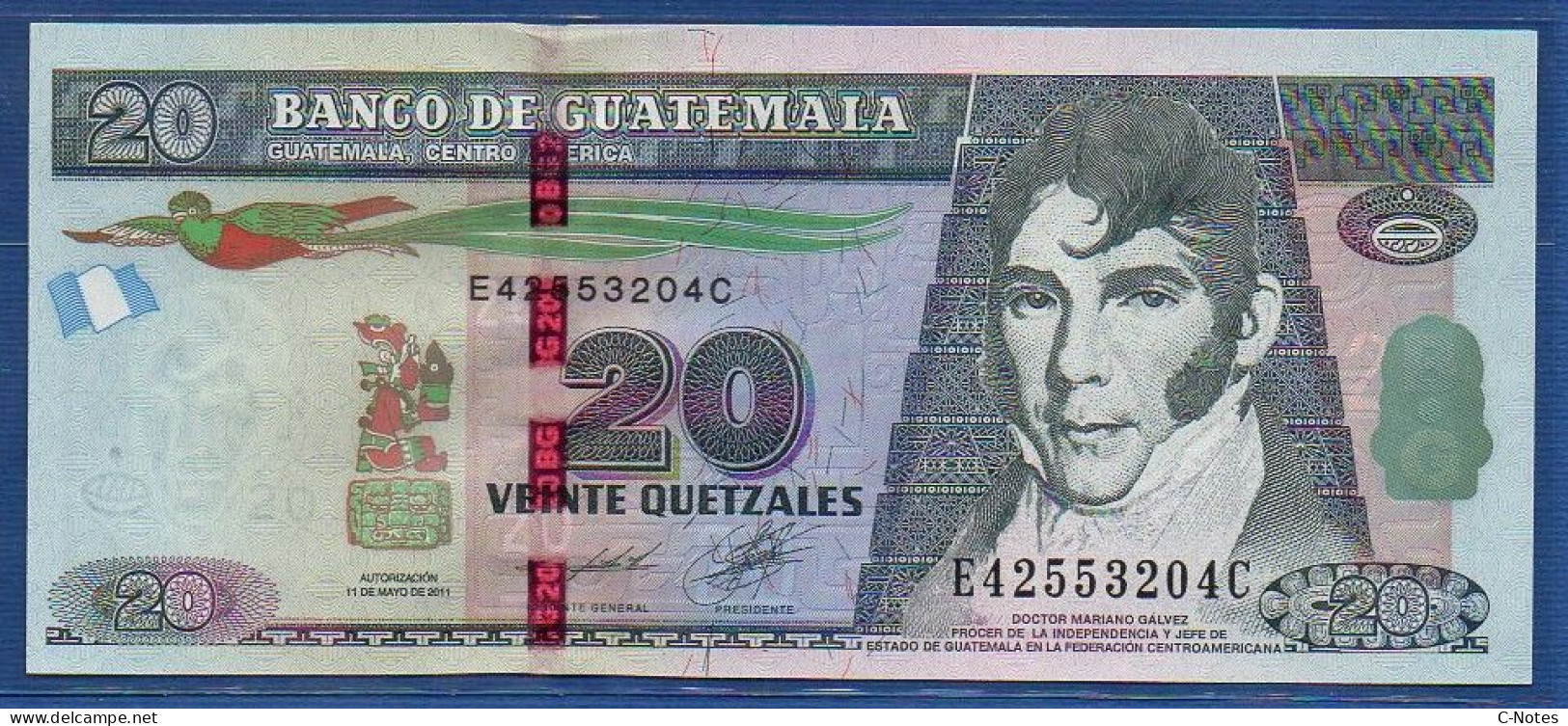 GUATEMALA - P.124b – 20 Quetzales 11.05.2011 UNC Serie E42553204C, Printer: GOZNAK, Moscow - Guatemala