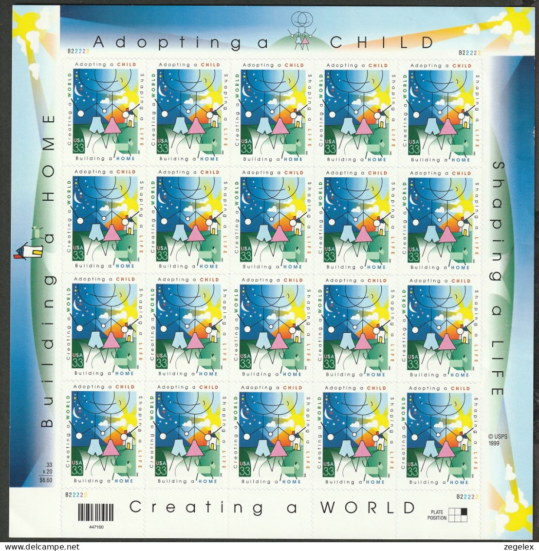 USA 2000 Adopting A Child- Sheet Postfris MNH** Scott No. 3398 - Feuilles Complètes