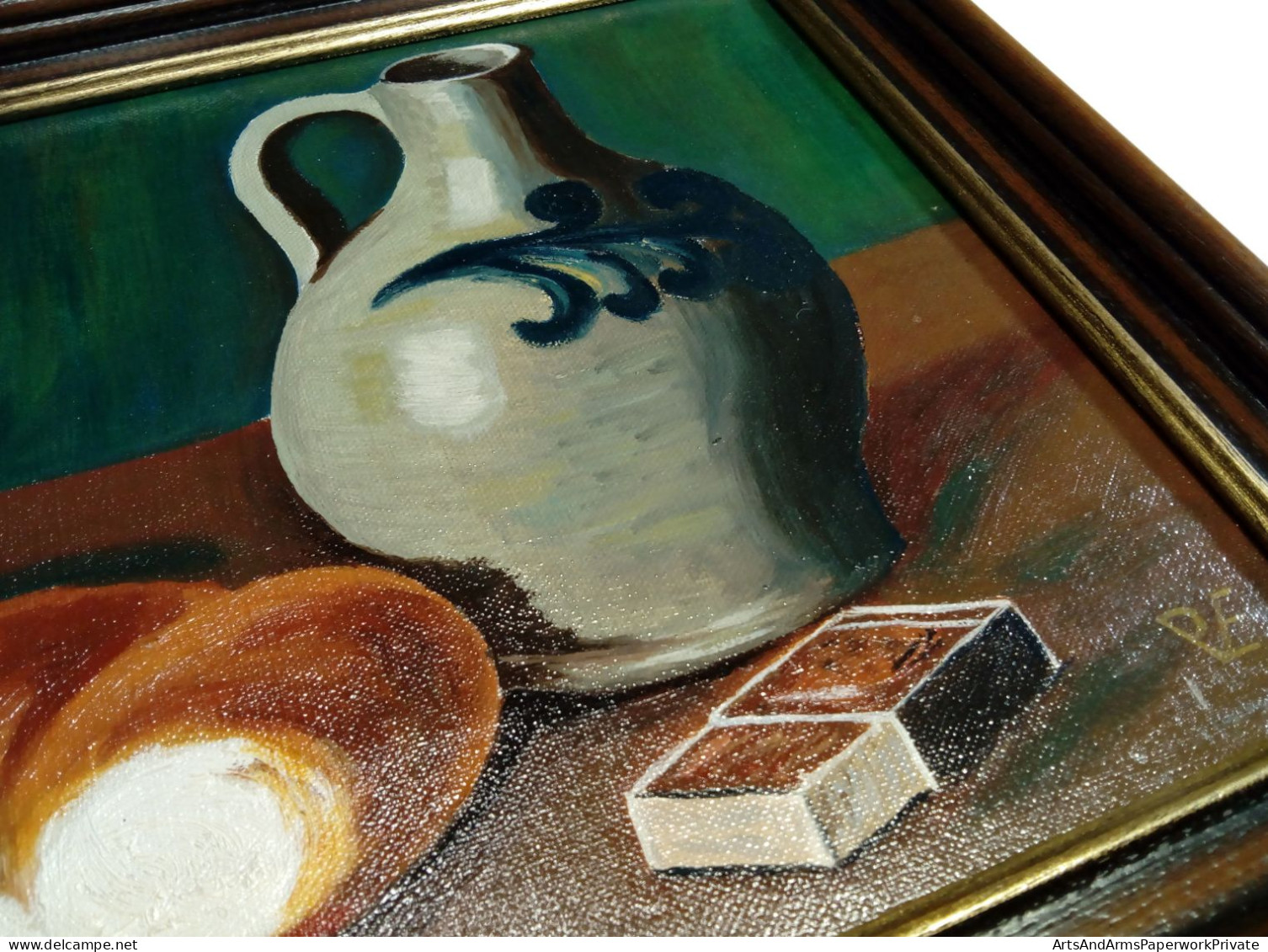 Nature Morte : Cruche, Pain, Pipe, Allumettes, Verre D'alcool/ Still Life: Jug, Bread, Pipe, Matches, Glass Of Liquor - Huiles