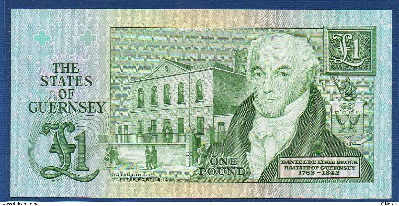 GUERNSEY - P. 48b -  1 Pound ND (1980 -1989) UNC, S/n H229424 - Guernsey