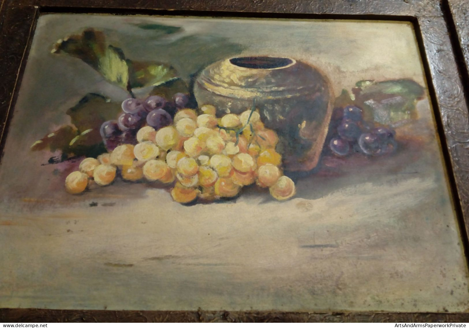 Nature Morte : Pot Avec Baies Et Raisins/ Still Life: Pot With Berries And Grapes - Huiles