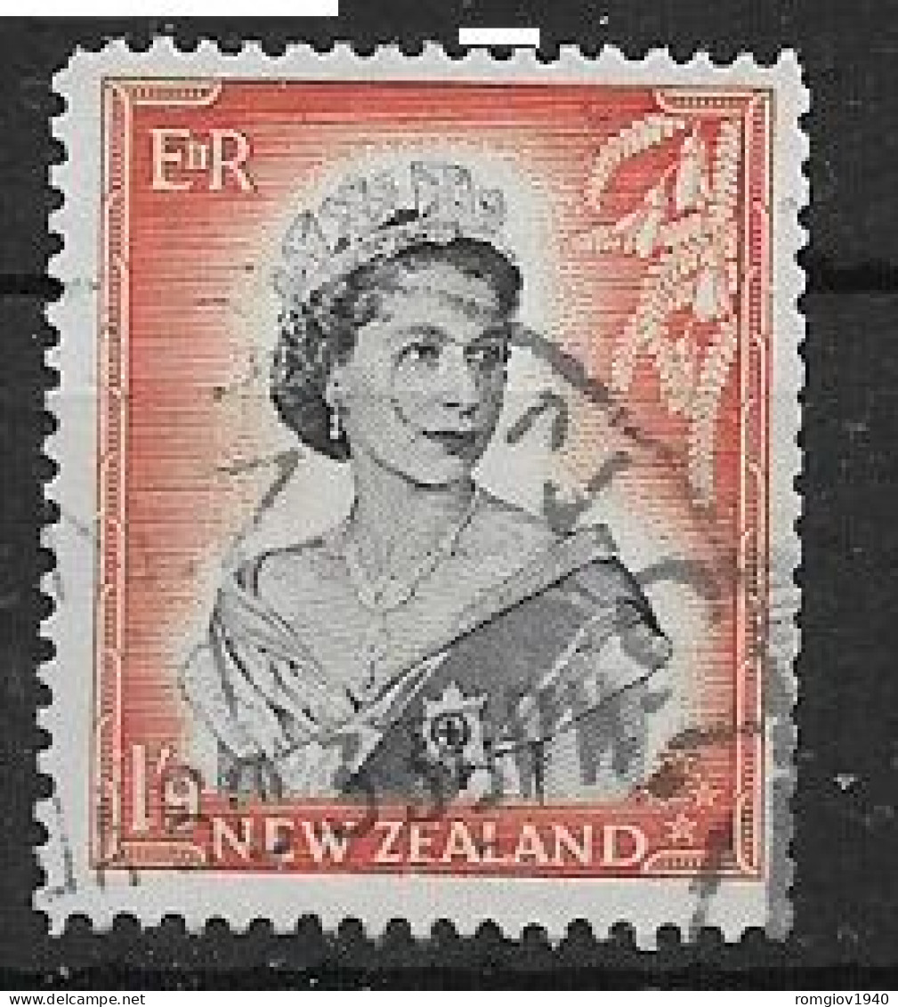 NUOVA ZELANDA  1953-54 SERIE ORDINARIA ELISABETTA II UNIF. 380  USATO VF - Oblitérés