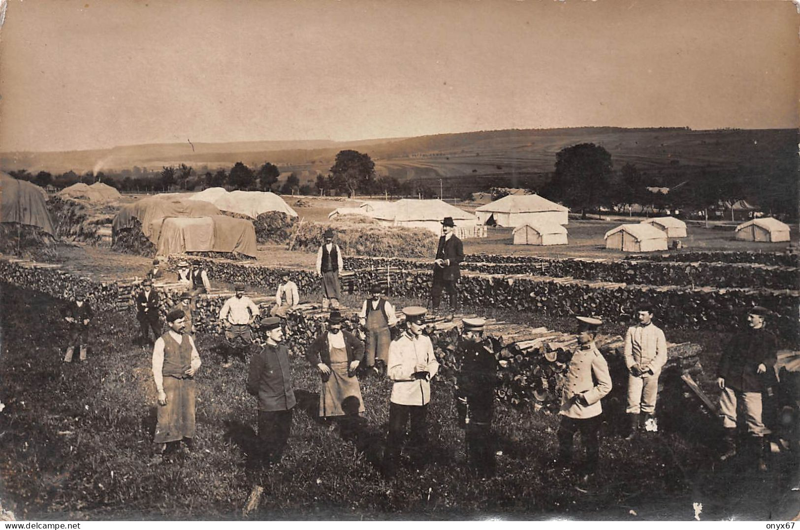 Carte Photo FENETRANGE Près Sarrebourg-57-Moselle-Troupes Allemandes-Officiers Et Gens Du Village-Tente Militaire- RARE - Fénétrange