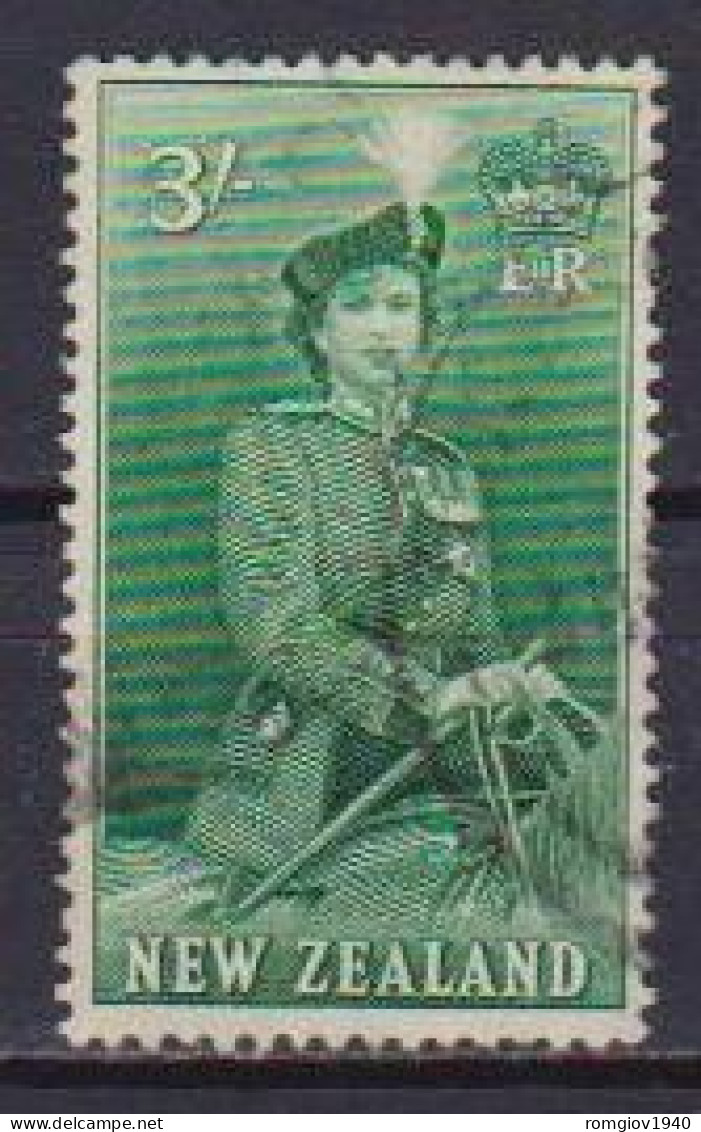 NUOVA ZELANDA  1953-54 SERIE ORDINARIA ELISABETTA II UNIF. 382  USATO VF - Used Stamps
