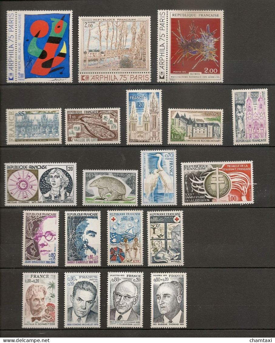 FRANCE 1974 ANNEE COMPLETE 47 TIMBRES - 1970-1979