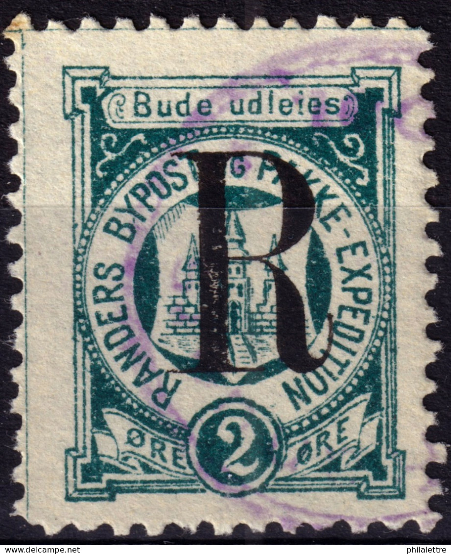 DANEMARK / DENMARK - 1887 - RANDERS Local Post R On 2 øre Myrtle Green P.12- VF Used -d - Ortsausgaben
