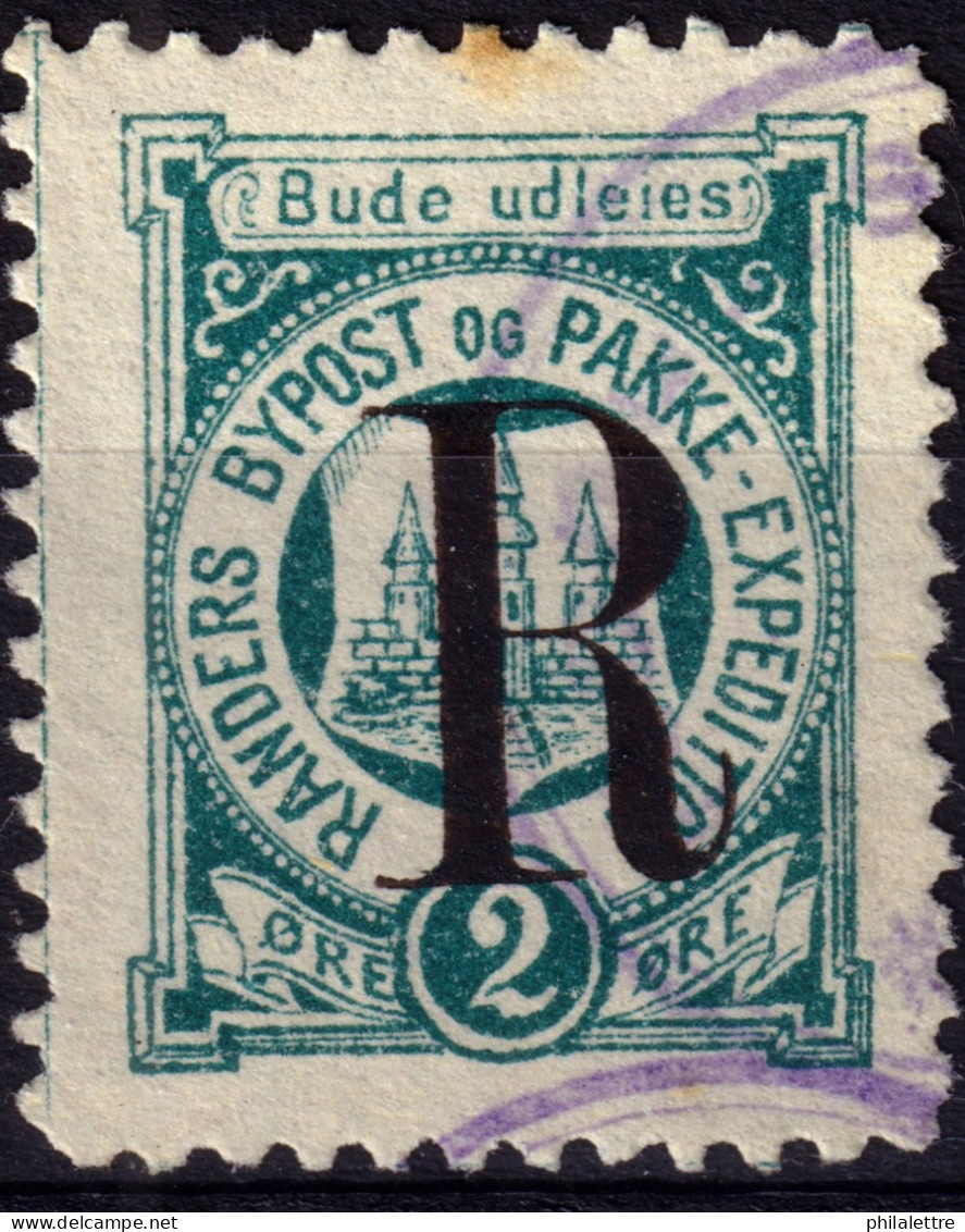 DANEMARK / DENMARK - 1887 - RANDERS Local Post R On 2 øre Myrtle Green P.12- VF Used -f - Lokale Uitgaven